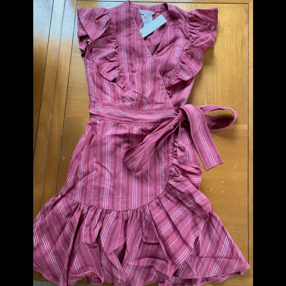 NWT Rebecca Taylor linen wrap dress